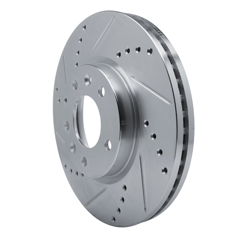 Mazda CX-7 Brake Rotor (1) - Front Left - R1 Concepts - Drilled & Slotted - Silver - `07-`12